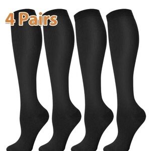 4 pair L/XL  of black knee high compression socks